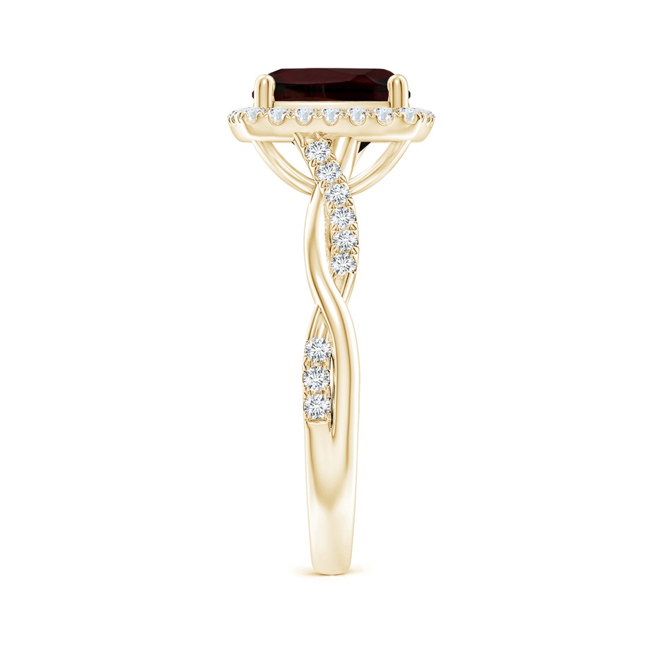 8mm A Twisted Shank Cushion Garnet Halo Engagement Ring in Yellow Gold side-2