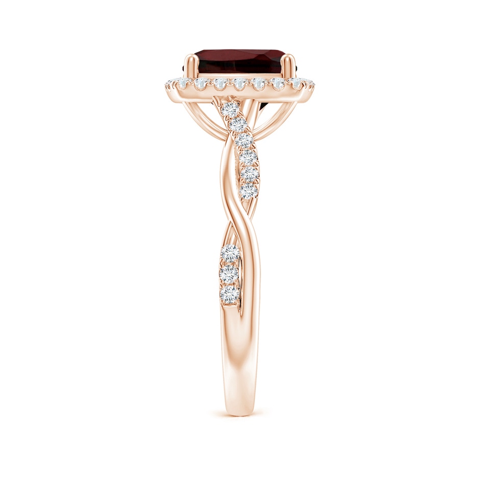 8mm AA Twisted Shank Cushion Garnet Halo Engagement Ring in Rose Gold side-2