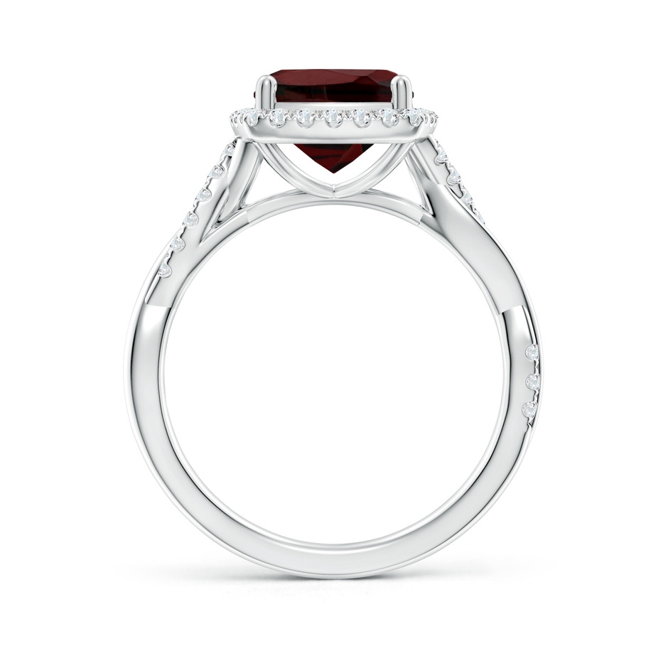 8mm AA Twisted Shank Cushion Garnet Halo Engagement Ring in White Gold side-1
