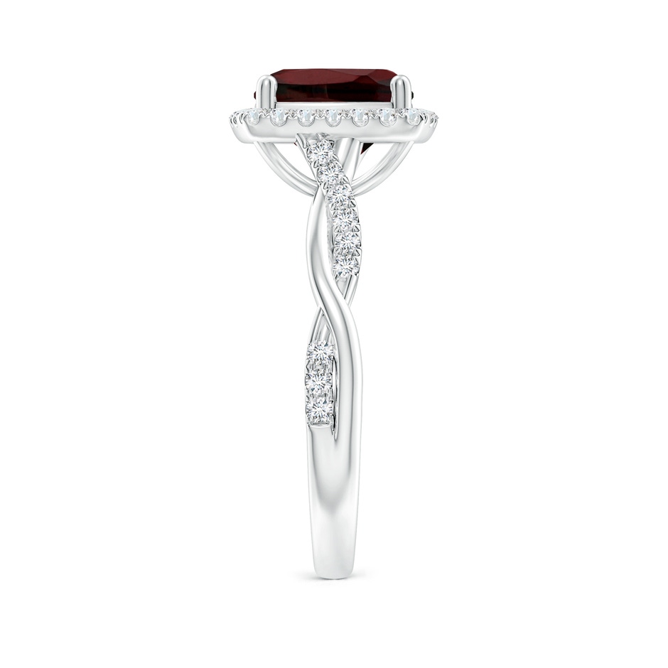 8mm AA Twisted Shank Cushion Garnet Halo Engagement Ring in White Gold side-2