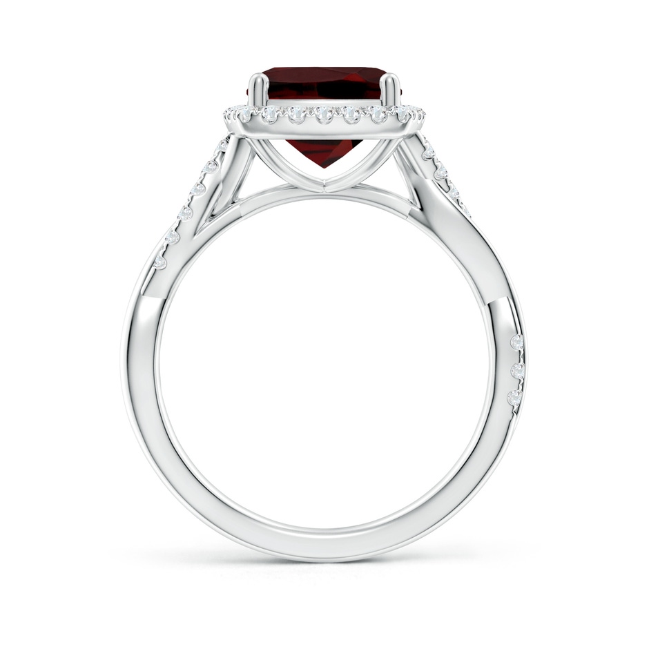 8mm AAA Twisted Shank Cushion Garnet Halo Engagement Ring in White Gold side-1