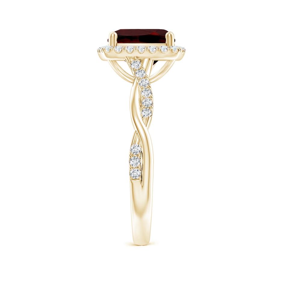 8mm AAA Twisted Shank Cushion Garnet Halo Engagement Ring in Yellow Gold side-2