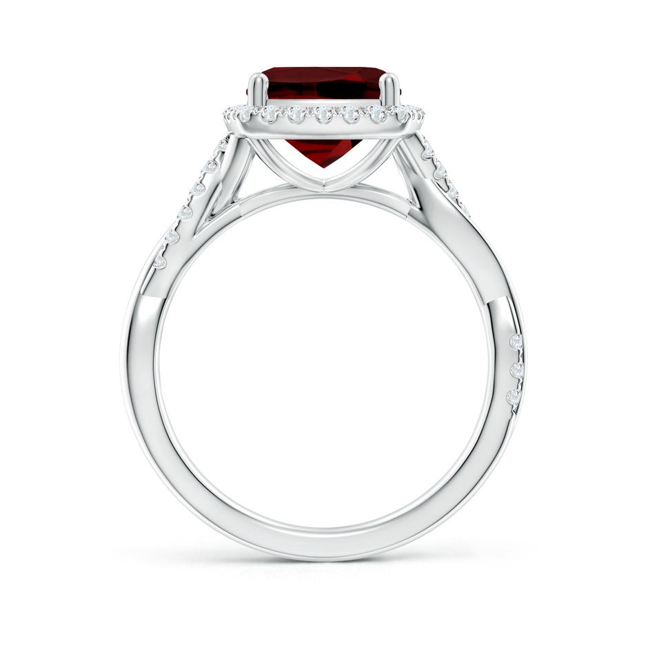 8mm AAAA Twisted Shank Cushion Garnet Halo Engagement Ring in P950 Platinum side-1