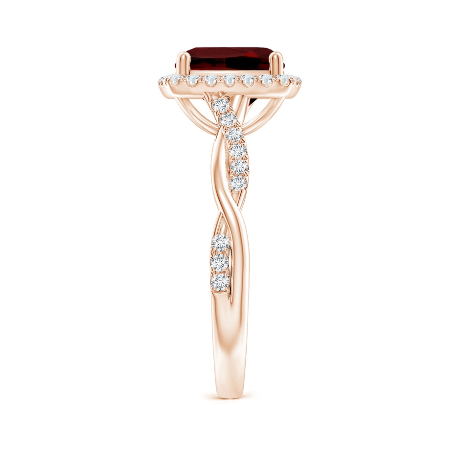 8mm AAAA Twisted Shank Cushion Garnet Halo Engagement Ring in Rose Gold side-2