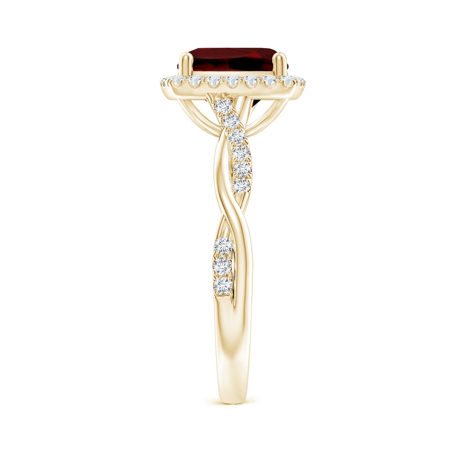 8mm AAAA Twisted Shank Cushion Garnet Halo Engagement Ring in Yellow Gold side-2