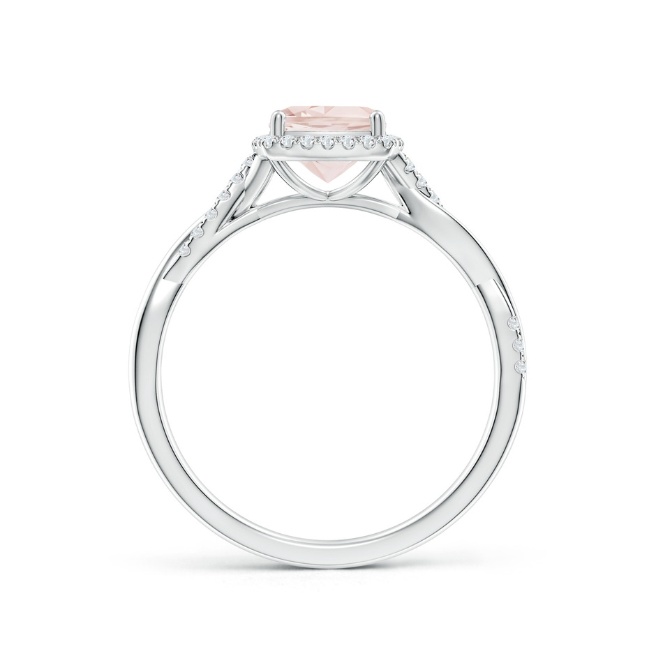 6mm A Twisted Shank Cushion Morganite Halo Engagement Ring in White Gold side-1