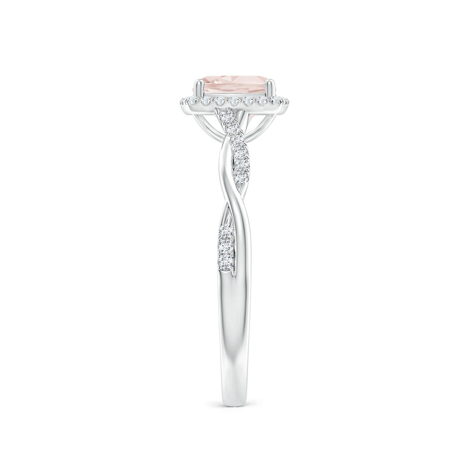 6mm A Twisted Shank Cushion Morganite Halo Engagement Ring in White Gold side-2