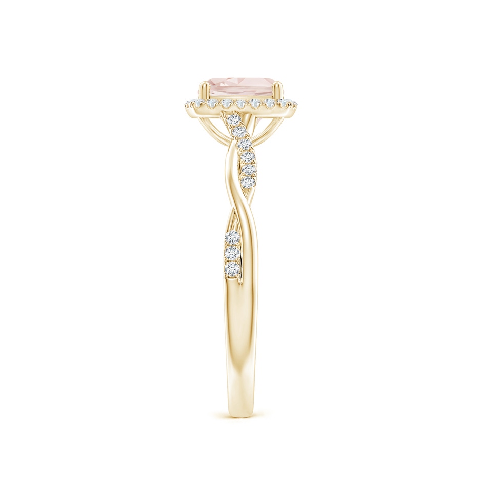 6mm A Twisted Shank Cushion Morganite Halo Engagement Ring in Yellow Gold side-2