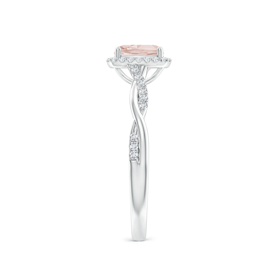 6mm AA Twisted Shank Cushion Morganite Halo Engagement Ring in White Gold side-2
