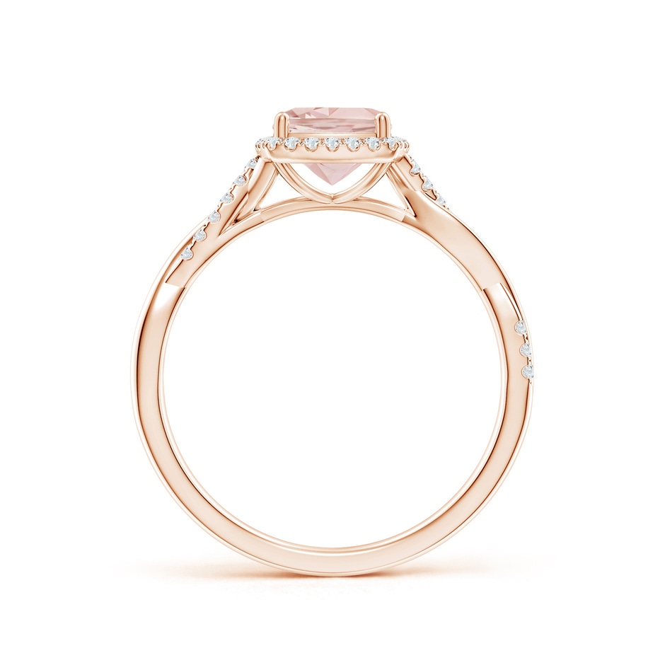 6mm AAA Twisted Shank Cushion Morganite Halo Engagement Ring in Rose Gold side-1
