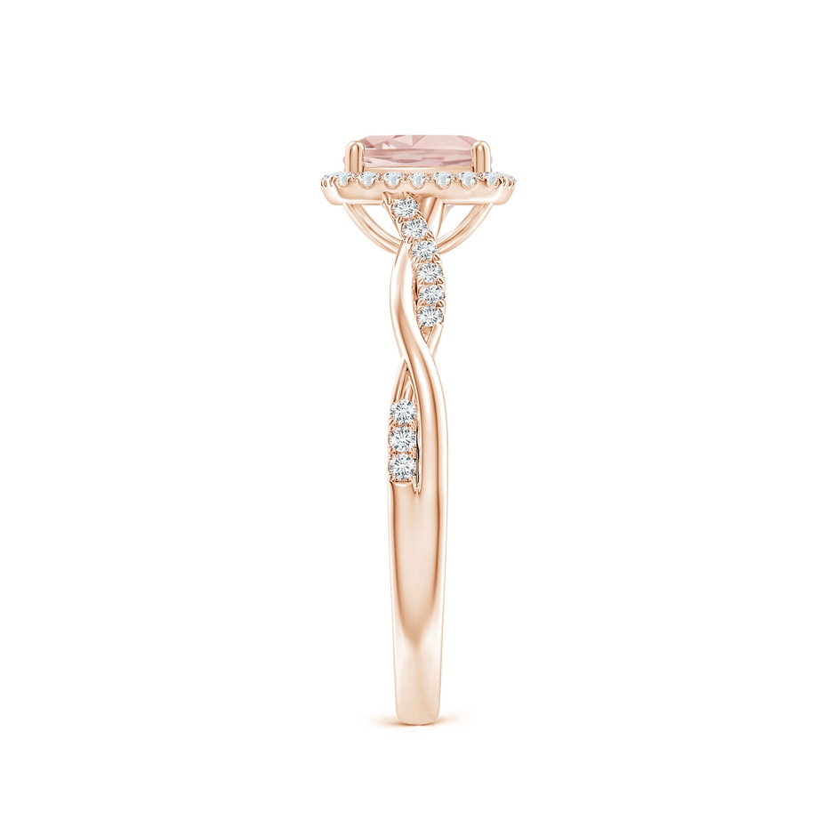 6mm AAA Twisted Shank Cushion Morganite Halo Engagement Ring in Rose Gold side-2