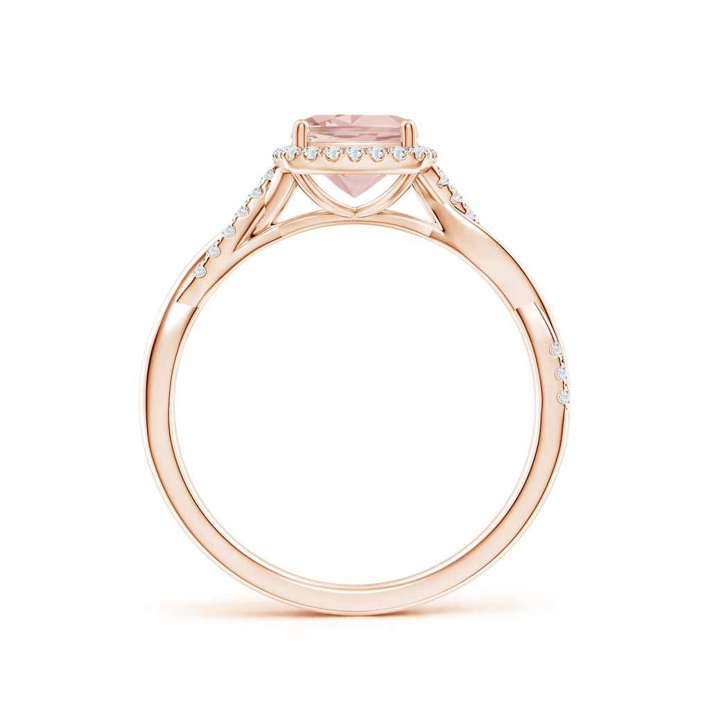 6mm AAAA Twisted Shank Cushion Morganite Halo Engagement Ring in Rose Gold - side_1