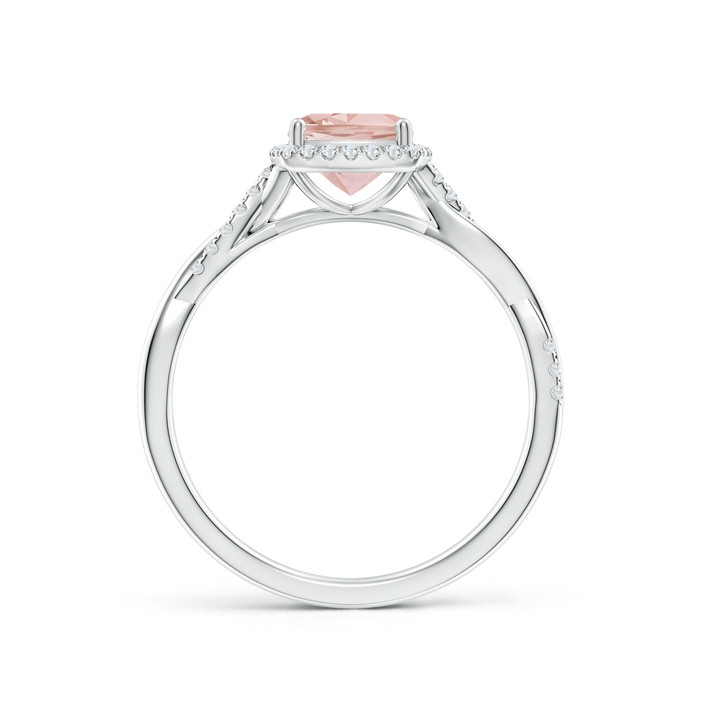 6mm AAAA Twisted Shank Cushion Morganite Halo Engagement Ring in White Gold - side_1