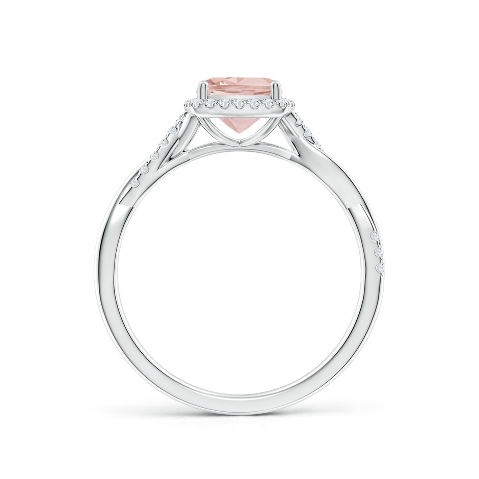6mm AAAA Twisted Shank Cushion Morganite Halo Engagement Ring in White Gold side-1