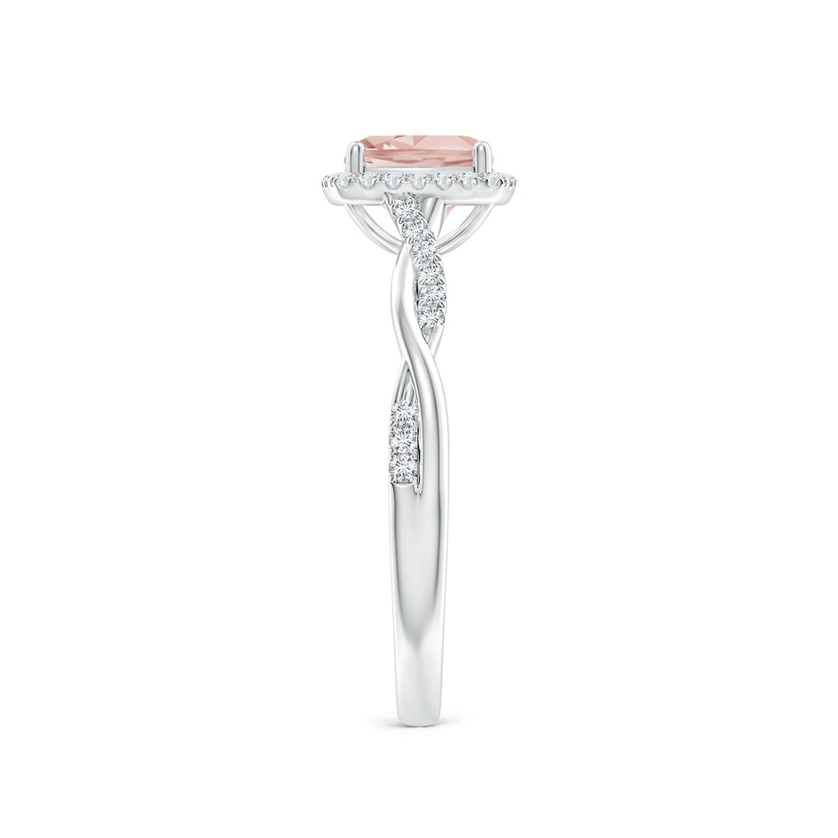 6mm AAAA Twisted Shank Cushion Morganite Halo Engagement Ring in White Gold side-2
