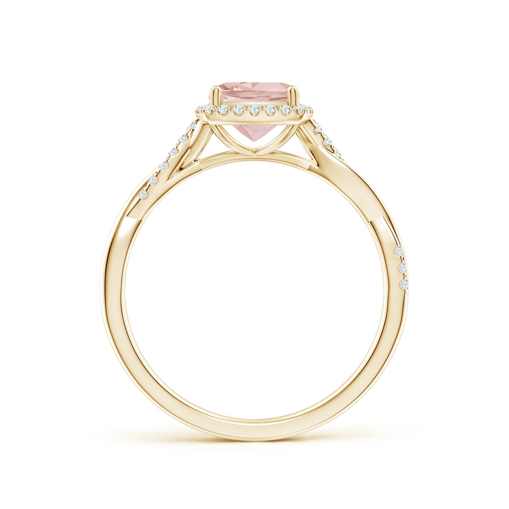 6mm AAAA Twisted Shank Cushion Morganite Halo Engagement Ring in Yellow Gold - side_1