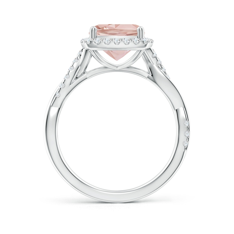 8mm AA Twisted Shank Cushion Morganite Halo Engagement Ring in White Gold side-1