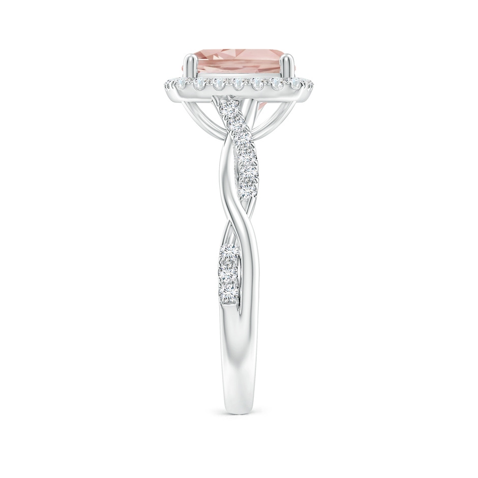 8mm AA Twisted Shank Cushion Morganite Halo Engagement Ring in White Gold side-2