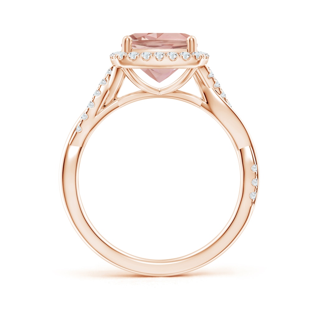 8mm AAAA Twisted Shank Cushion Morganite Halo Engagement Ring in Rose Gold - side_1