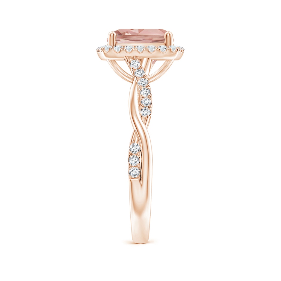 8mm AAAA Twisted Shank Cushion Morganite Halo Engagement Ring in Rose Gold side-2