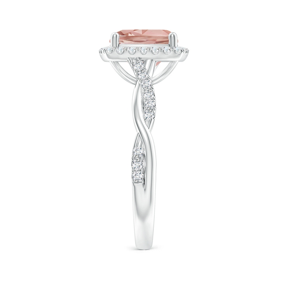 8mm AAAA Twisted Shank Cushion Morganite Halo Engagement Ring in White Gold side-2