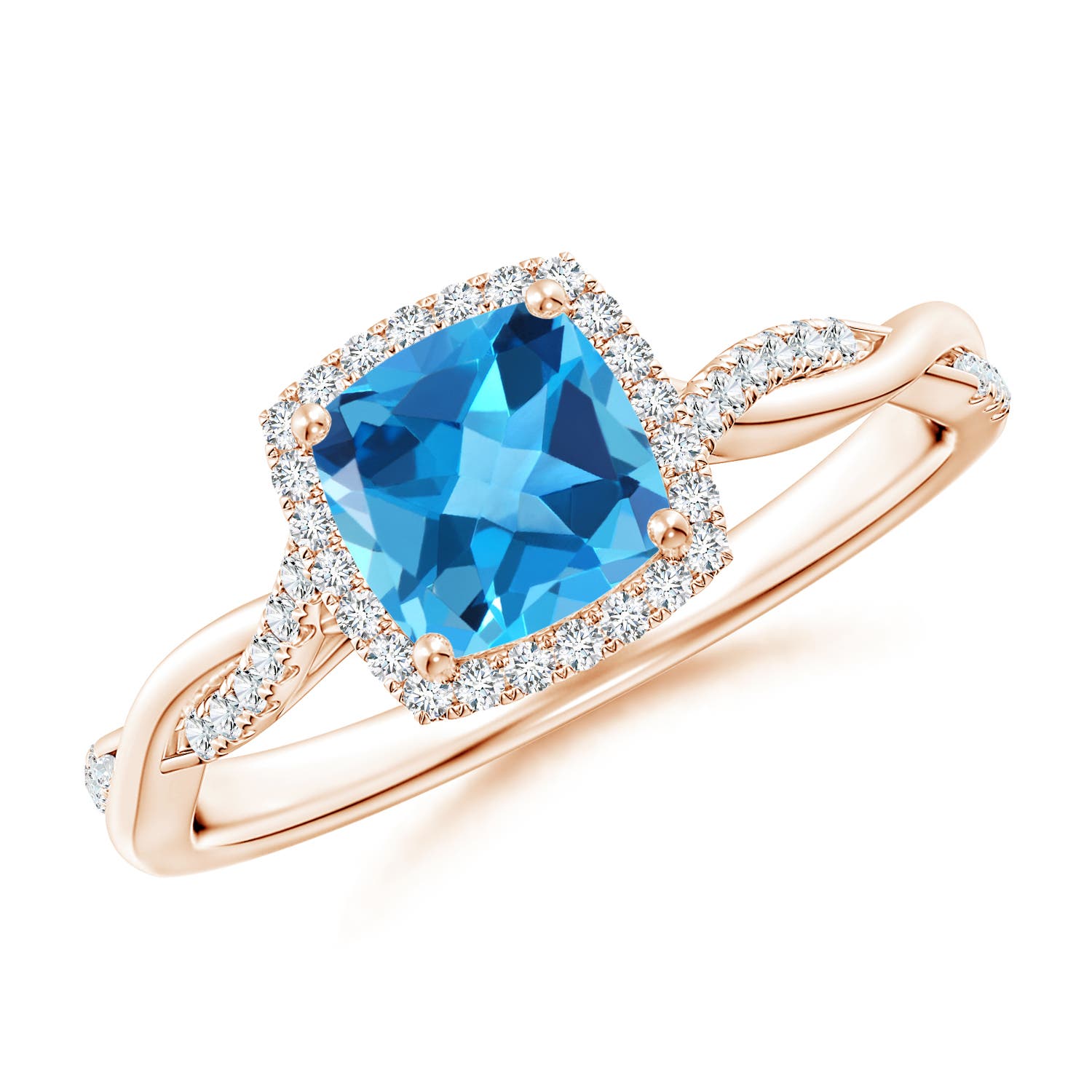 AAA - Swiss Blue Topaz / 1.26 CT / 14 KT Rose Gold