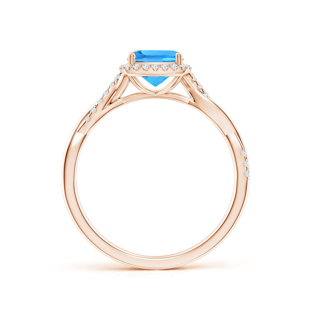 6mm AAAA Twisted Shank Cushion Swiss Blue Topaz Halo Engagement Ring in Rose Gold - side_1