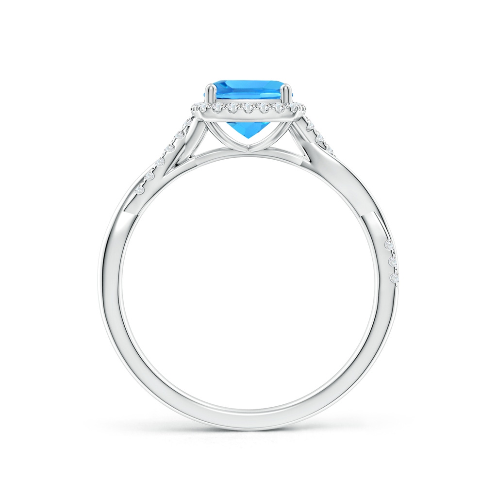6mm AAAA Twisted Shank Cushion Swiss Blue Topaz Halo Engagement Ring in White Gold - side_1