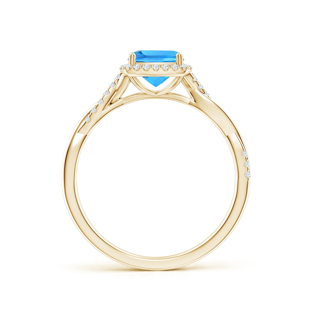 6mm AAAA Twisted Shank Cushion Swiss Blue Topaz Halo Engagement Ring in Yellow Gold - side_1