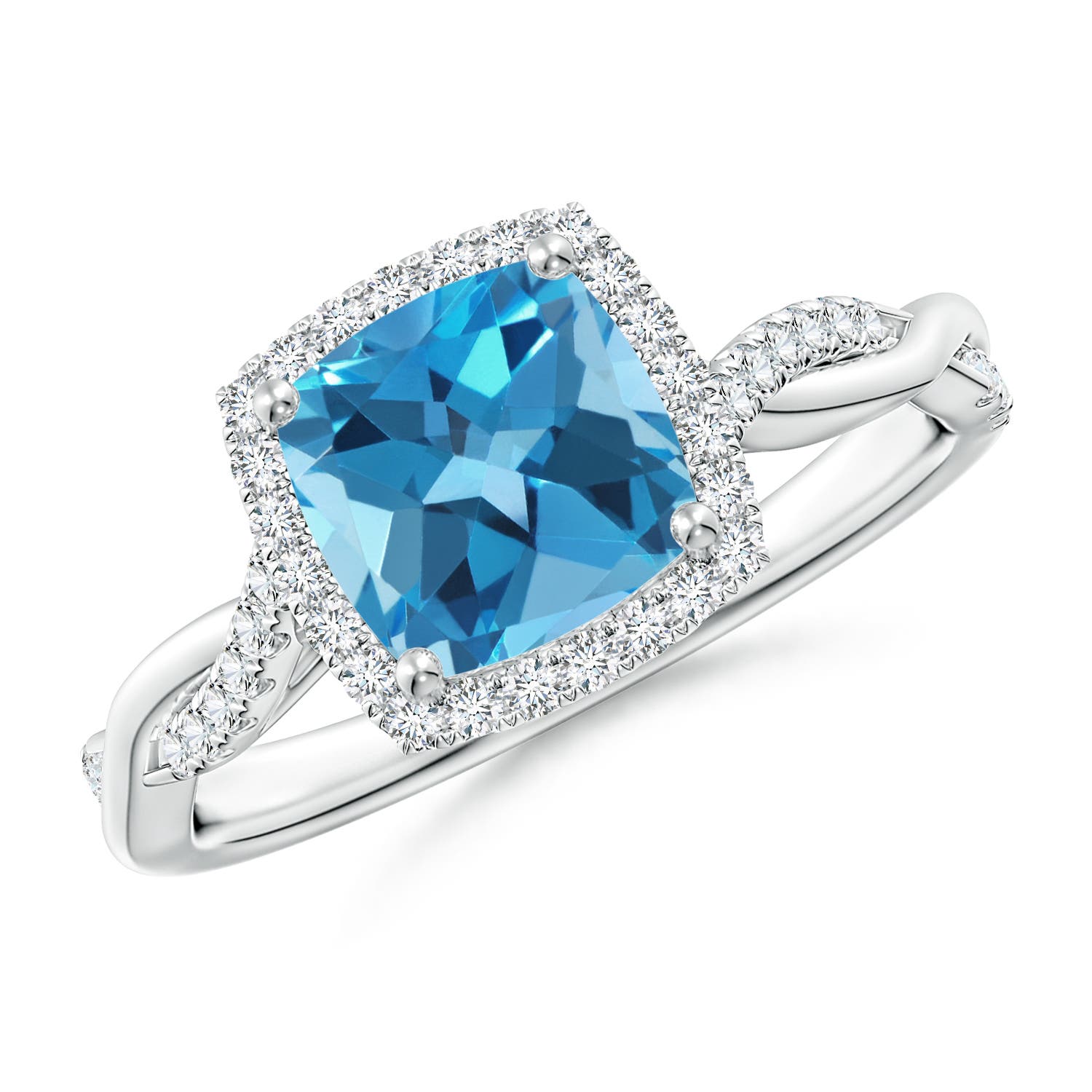 AA - Swiss Blue Topaz / 2.1 CT / 14 KT White Gold