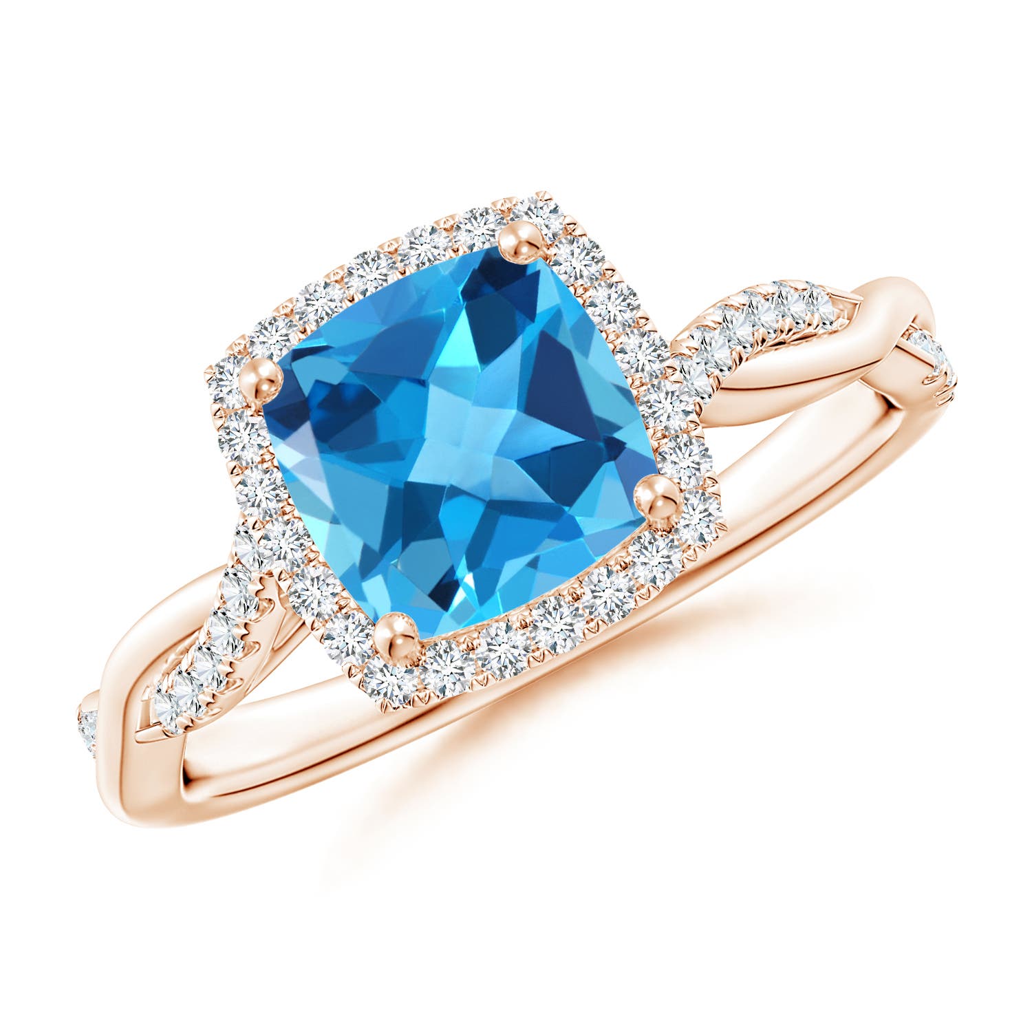 AAA - Swiss Blue Topaz / 2.1 CT / 14 KT Rose Gold