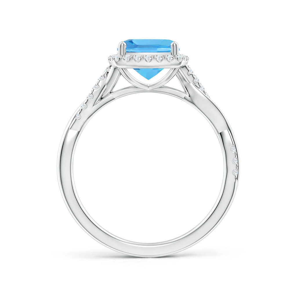 7mm AAA Twisted Shank Cushion Swiss Blue Topaz Halo Engagement Ring in White Gold - side_1