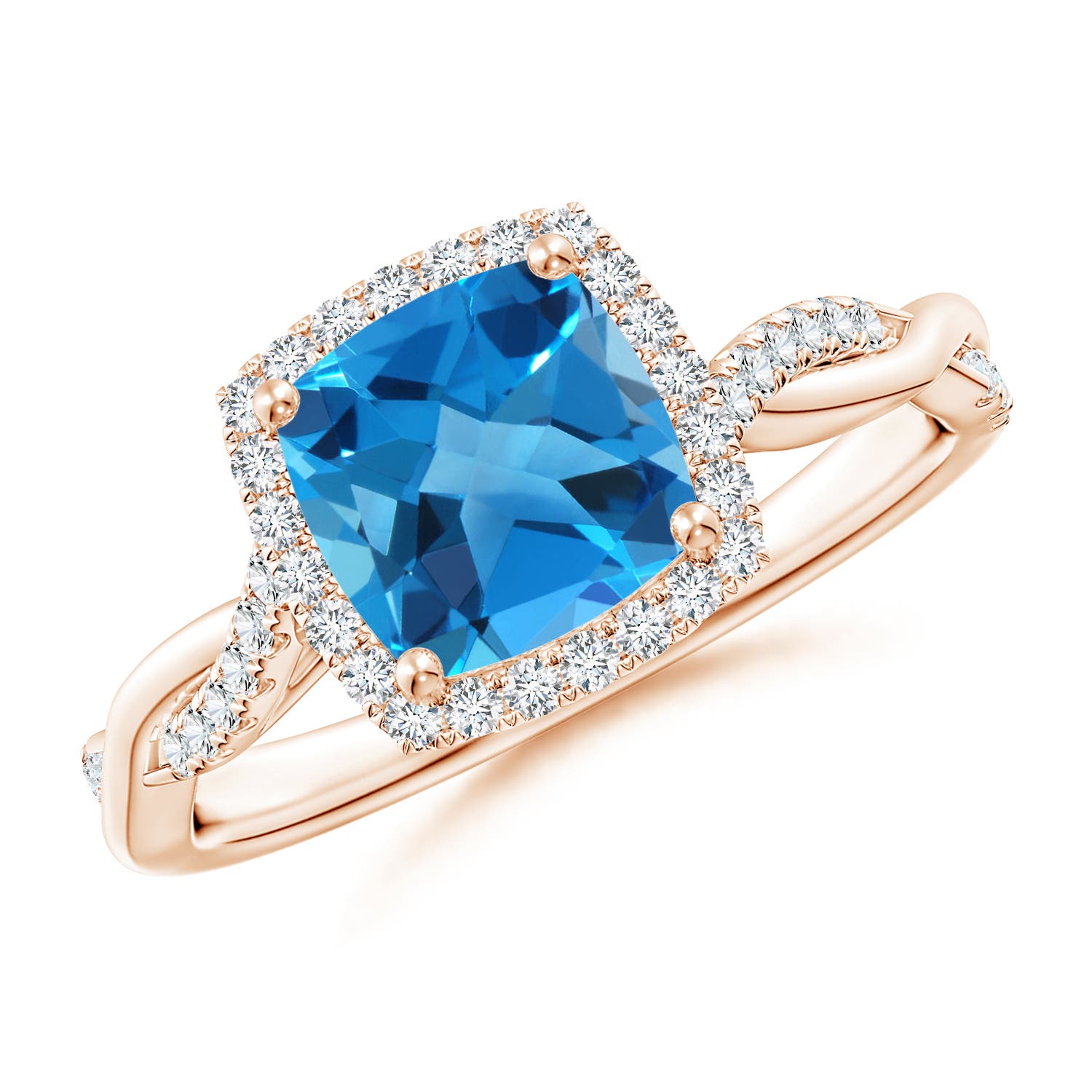 AAAA - Swiss Blue Topaz / 2.1 CT / 14 KT Rose Gold