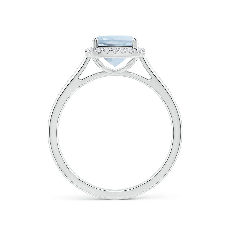 7mm A Classic Cushion Aquamarine Halo Engagement Ring in White Gold side 1