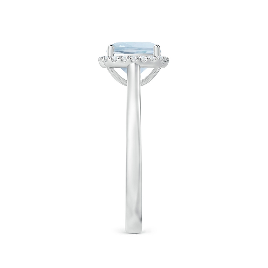 7mm A Classic Cushion Aquamarine Halo Engagement Ring in White Gold side 2