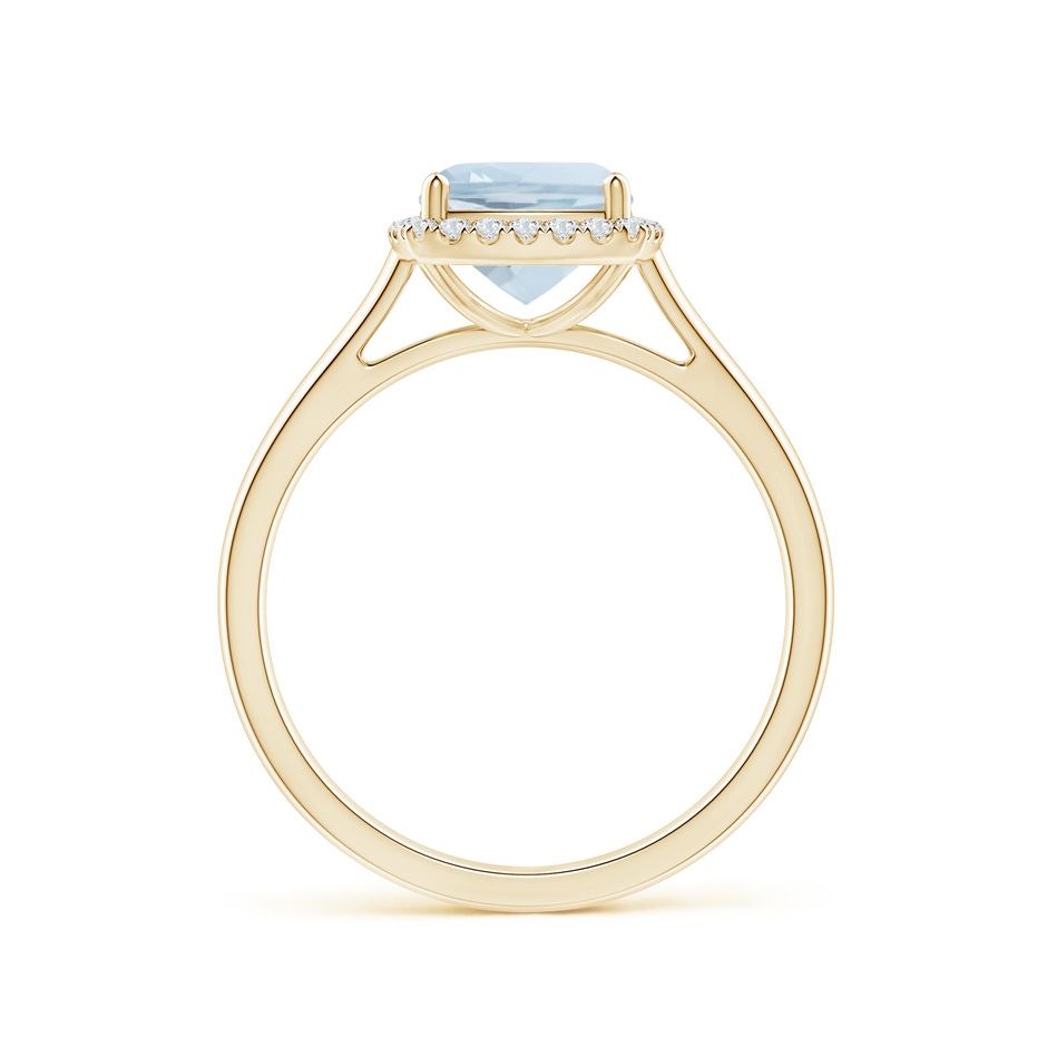7mm A Classic Cushion Aquamarine Halo Engagement Ring in Yellow Gold side 1