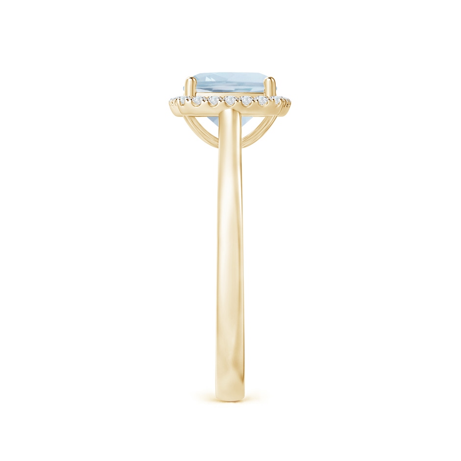 7mm A Classic Cushion Aquamarine Halo Engagement Ring in Yellow Gold side 2