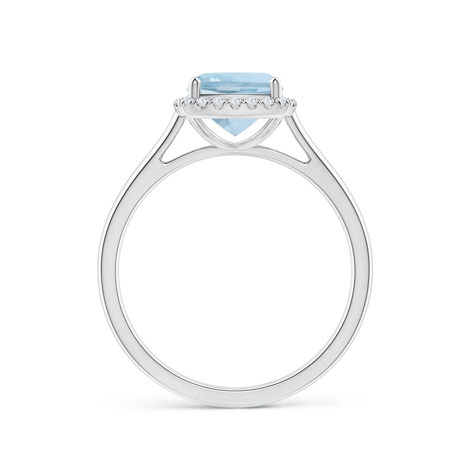 7mm AA Classic Cushion Aquamarine Halo Engagement Ring in 9K White Gold side-1