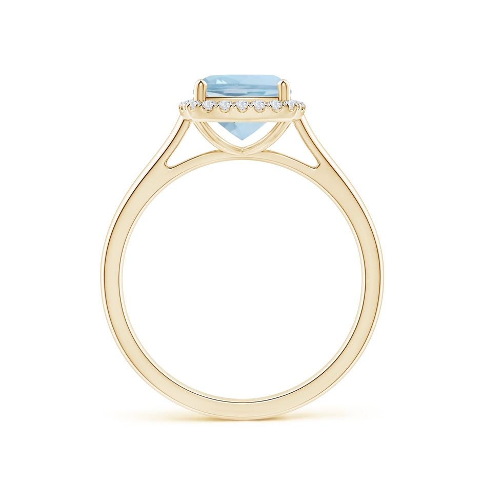 7mm AA Classic Cushion Aquamarine Halo Engagement Ring in 9K Yellow Gold side-1