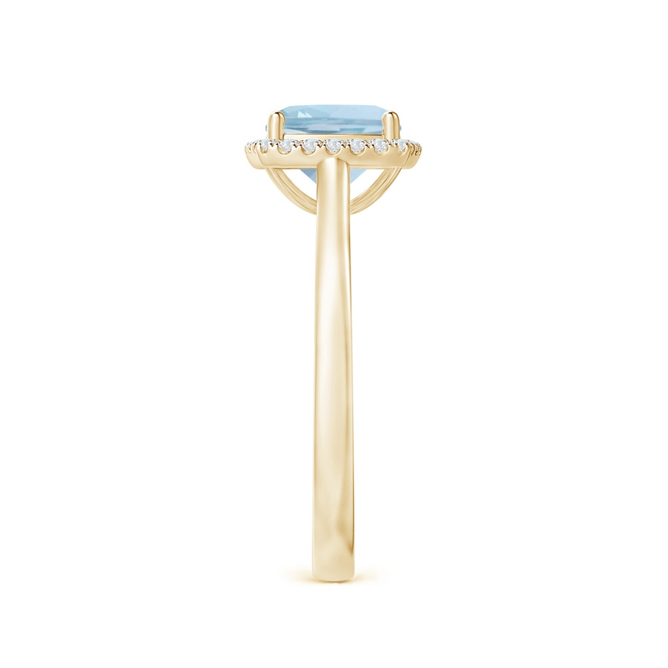 7mm AA Classic Cushion Aquamarine Halo Engagement Ring in 9K Yellow Gold side-2