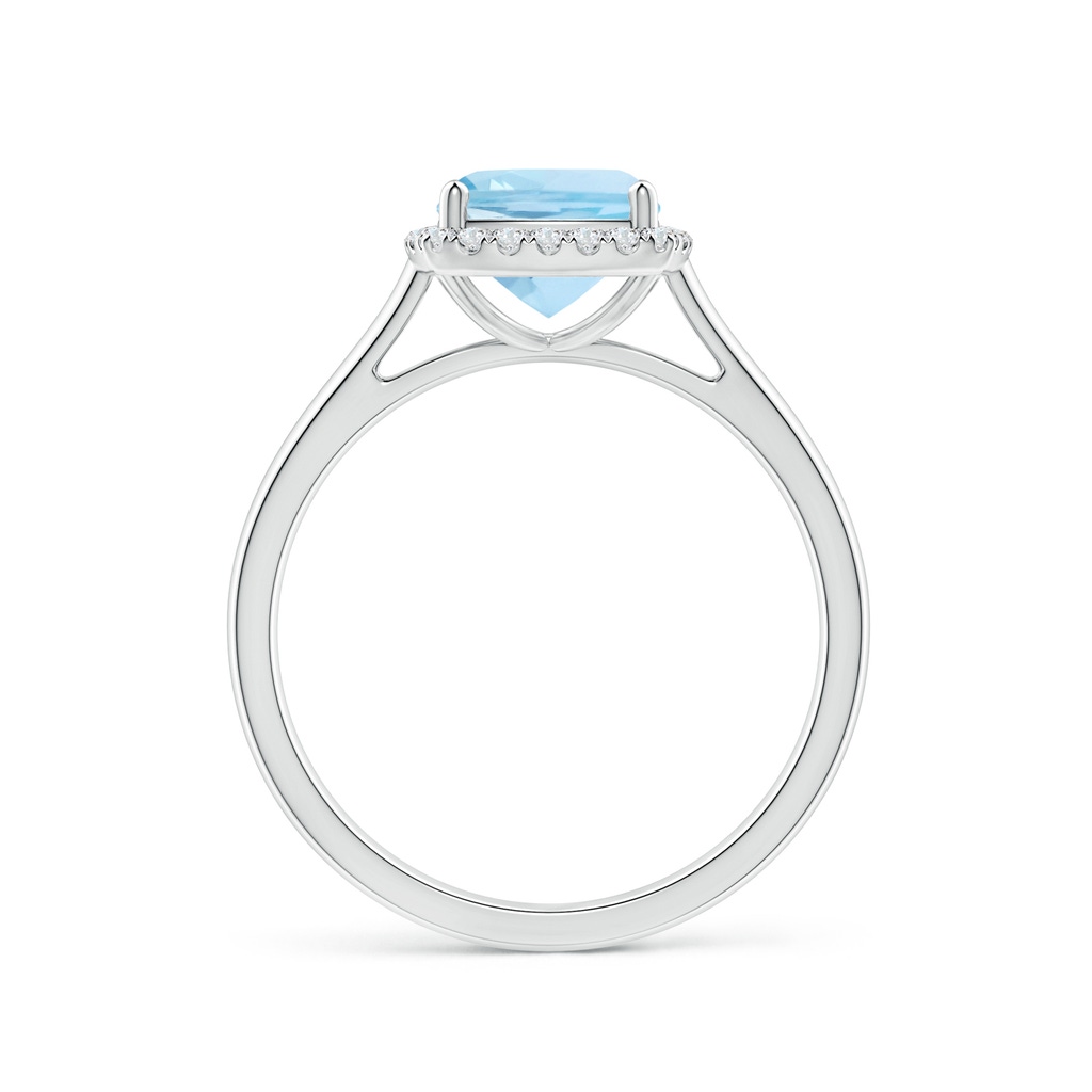 7mm AAA Classic Cushion Aquamarine Halo Engagement Ring in White Gold Side 1