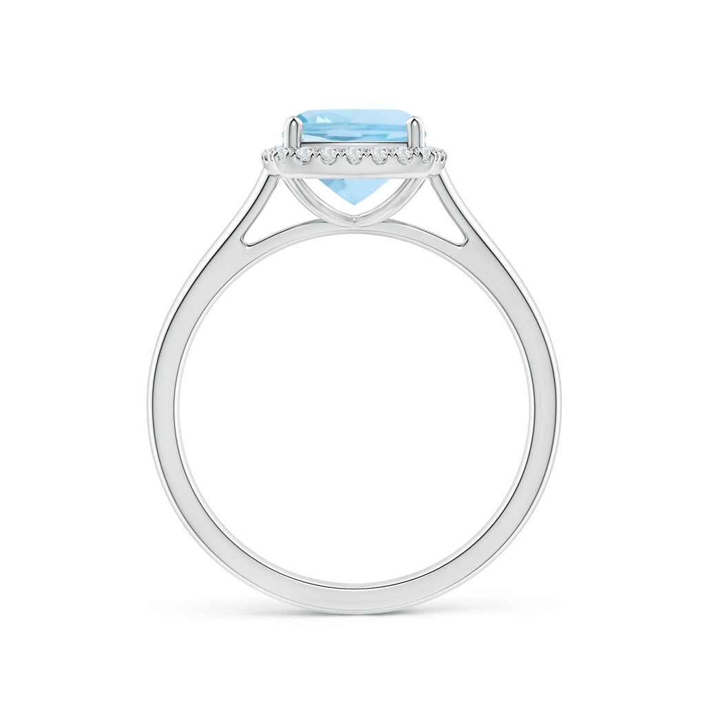 7mm AAA Classic Cushion Aquamarine Halo Engagement Ring in White Gold - side 1