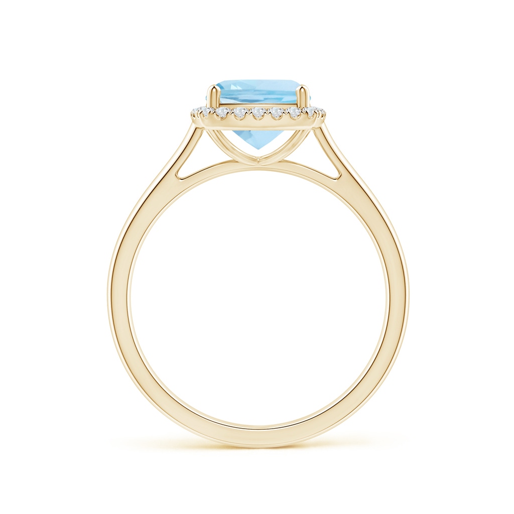 7mm AAA Classic Cushion Aquamarine Halo Engagement Ring in Yellow Gold - side 1