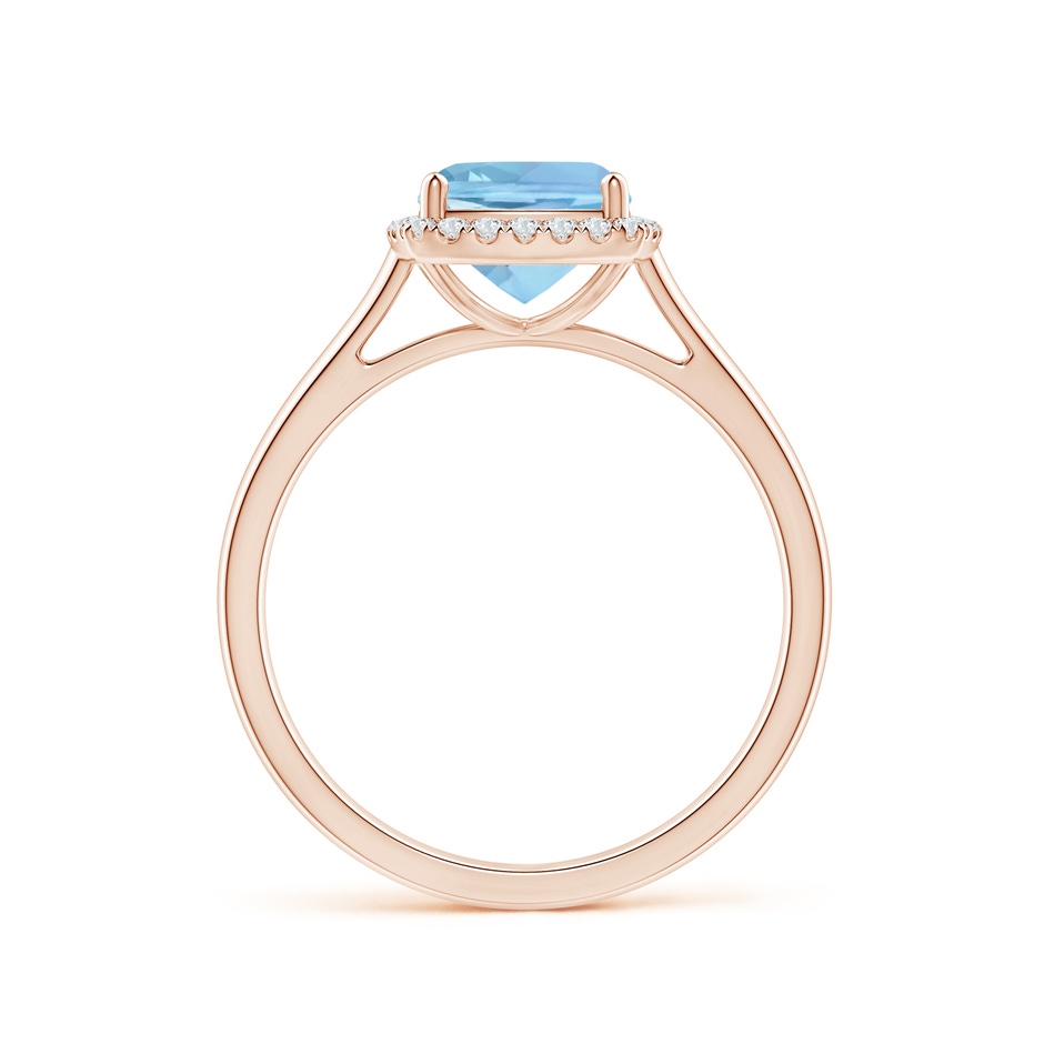 7mm AAAA Classic Cushion Aquamarine Halo Engagement Ring in Rose Gold side 1