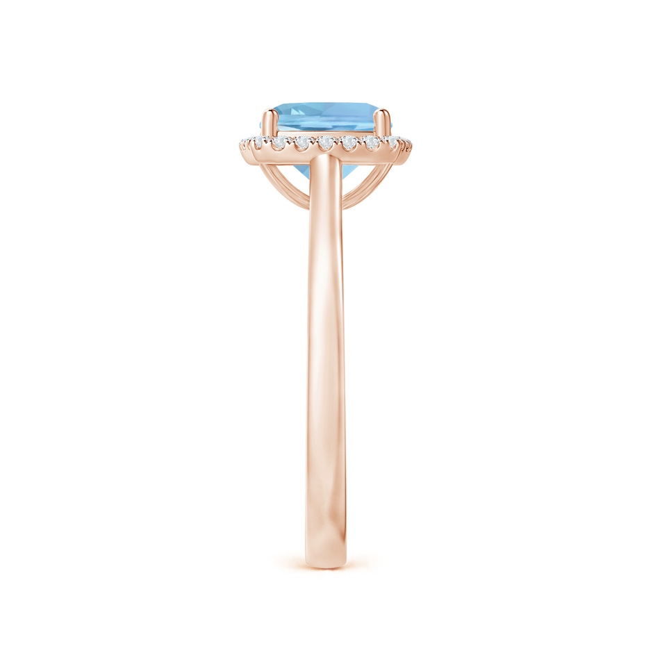 7mm AAAA Classic Cushion Aquamarine Halo Engagement Ring in Rose Gold side 2