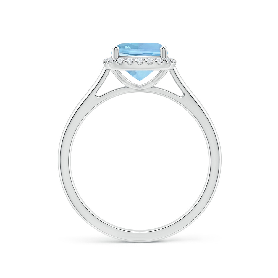 7mm AAAA Classic Cushion Aquamarine Halo Engagement Ring in White Gold side 1