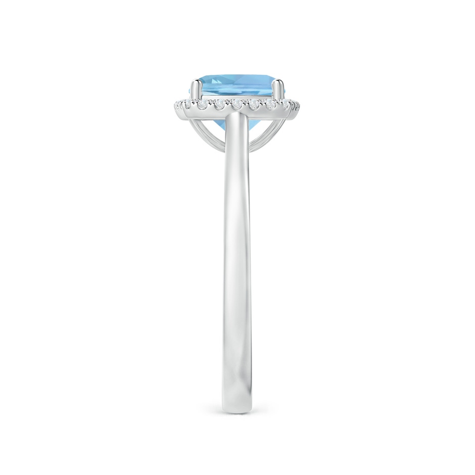 7mm AAAA Classic Cushion Aquamarine Halo Engagement Ring in White Gold side 2