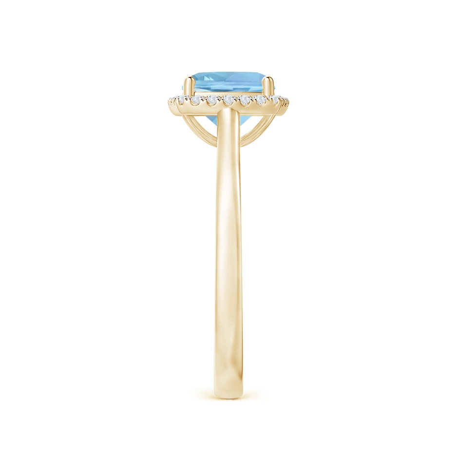 7mm AAAA Classic Cushion Aquamarine Halo Engagement Ring in Yellow Gold side 2