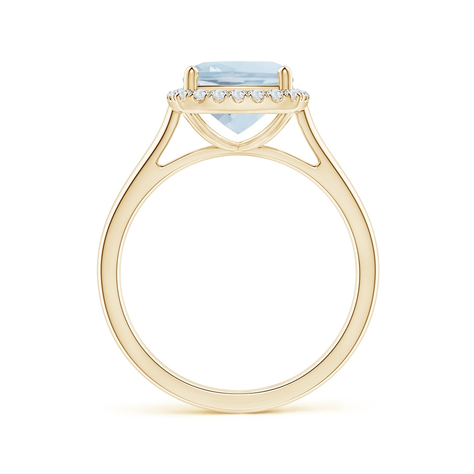 8mm A Classic Cushion Aquamarine Halo Engagement Ring in Yellow Gold side 1