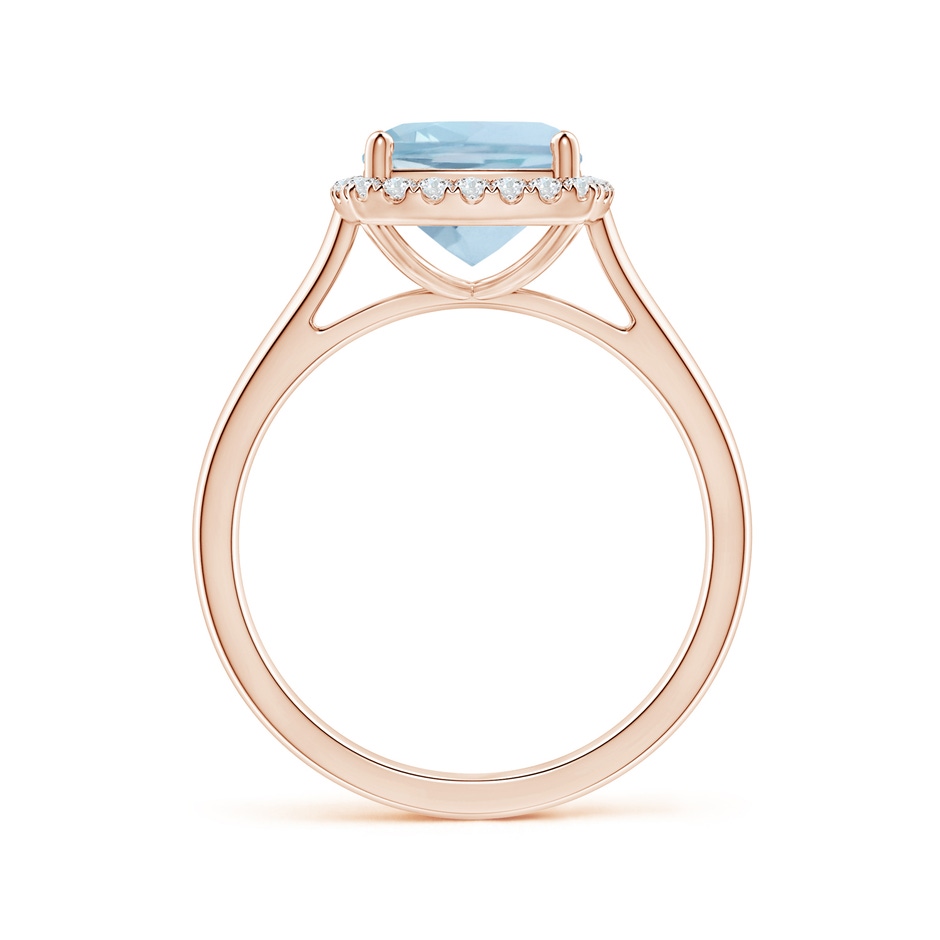 8mm AA Classic Cushion Aquamarine Halo Engagement Ring in Rose Gold side 1